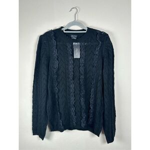 City Chic Jumper Bold Lace Woven Crewneck Sweater Ruffles NWT Sz XXS